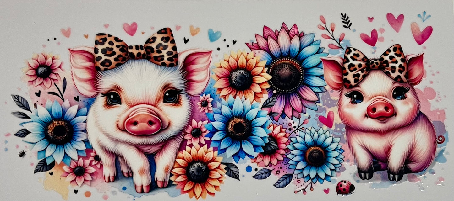 Piggies with sunflowers