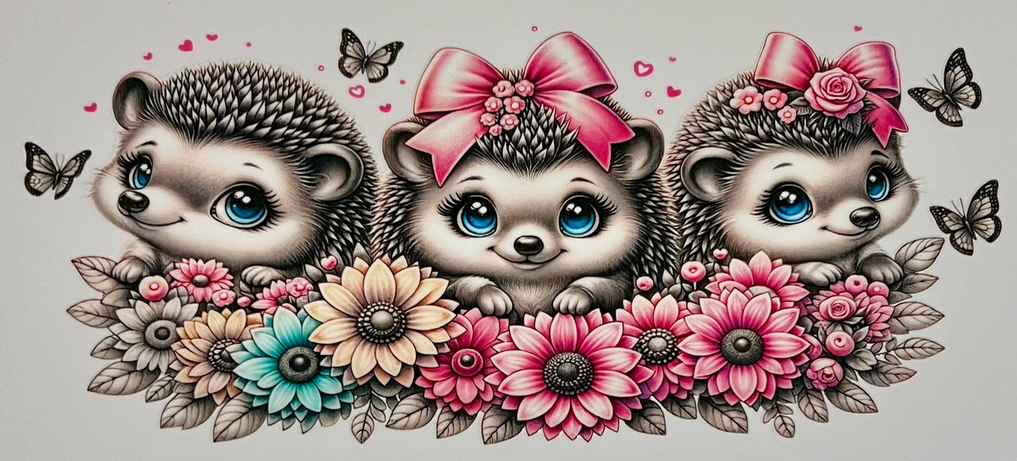 Hedgehogs with flowers