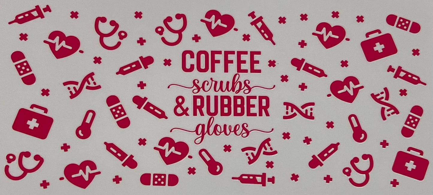 Coffee scrubs & rubber gloves