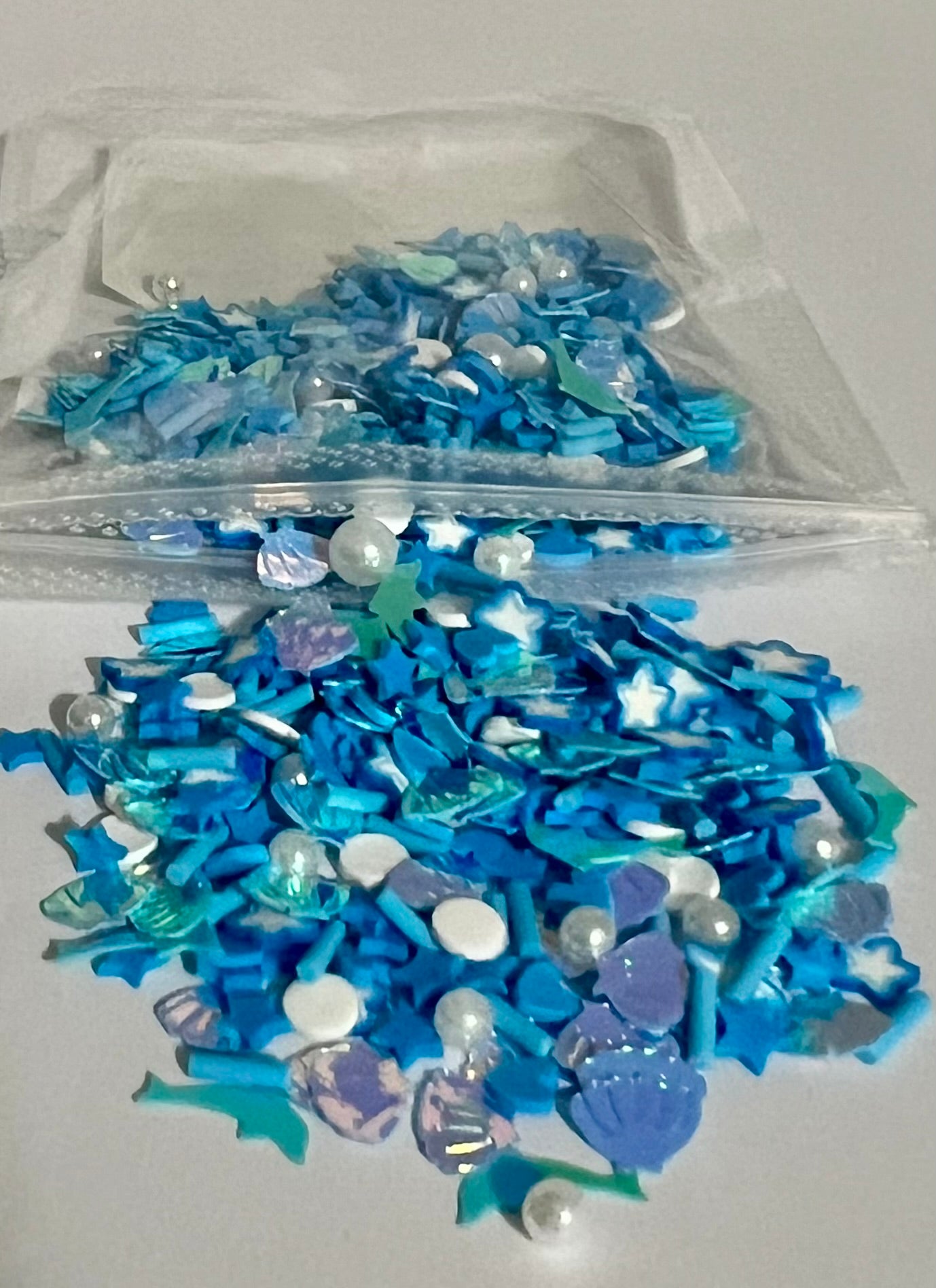 Dolphins, seashells, and pearls blue