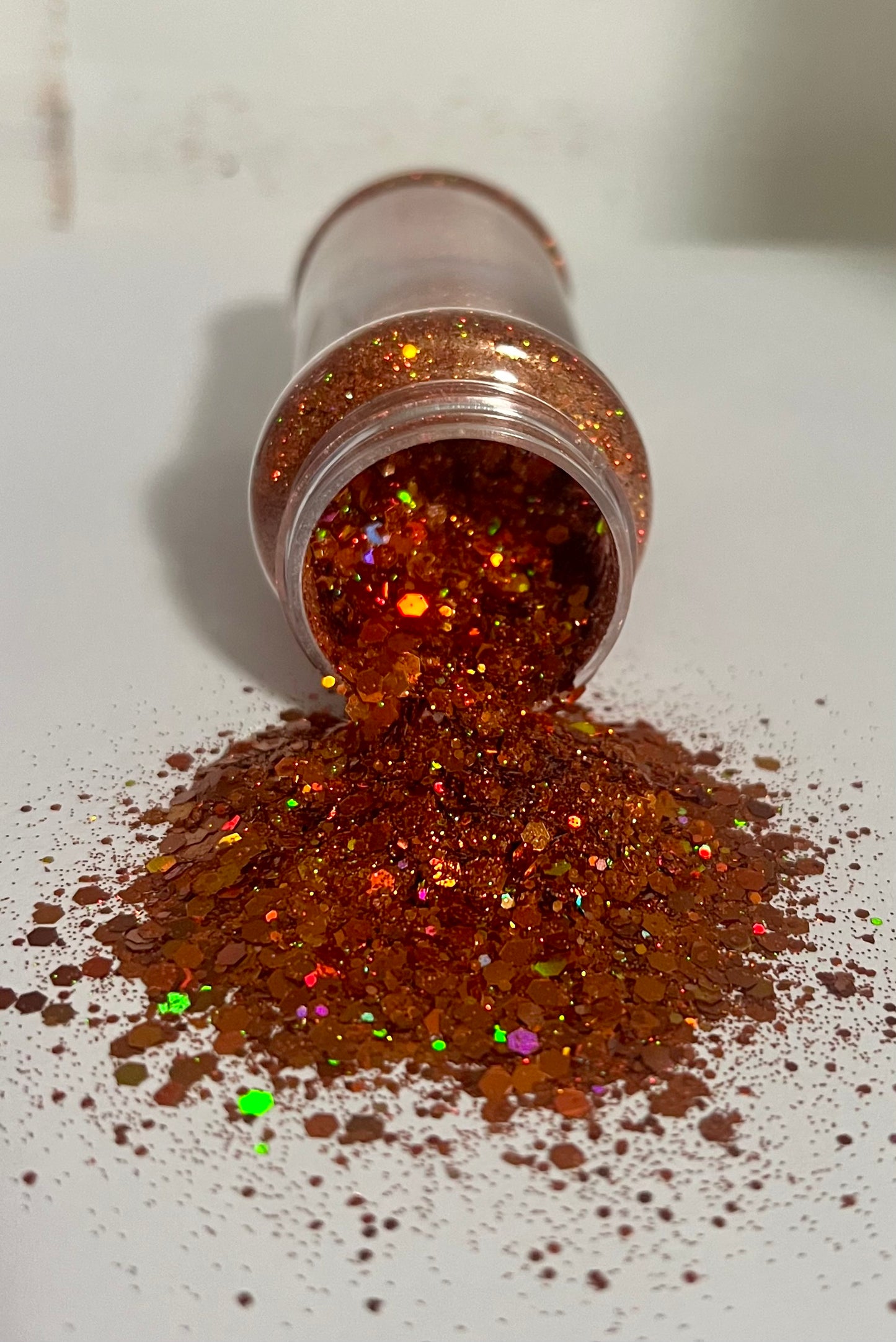 Orange holographic glitter