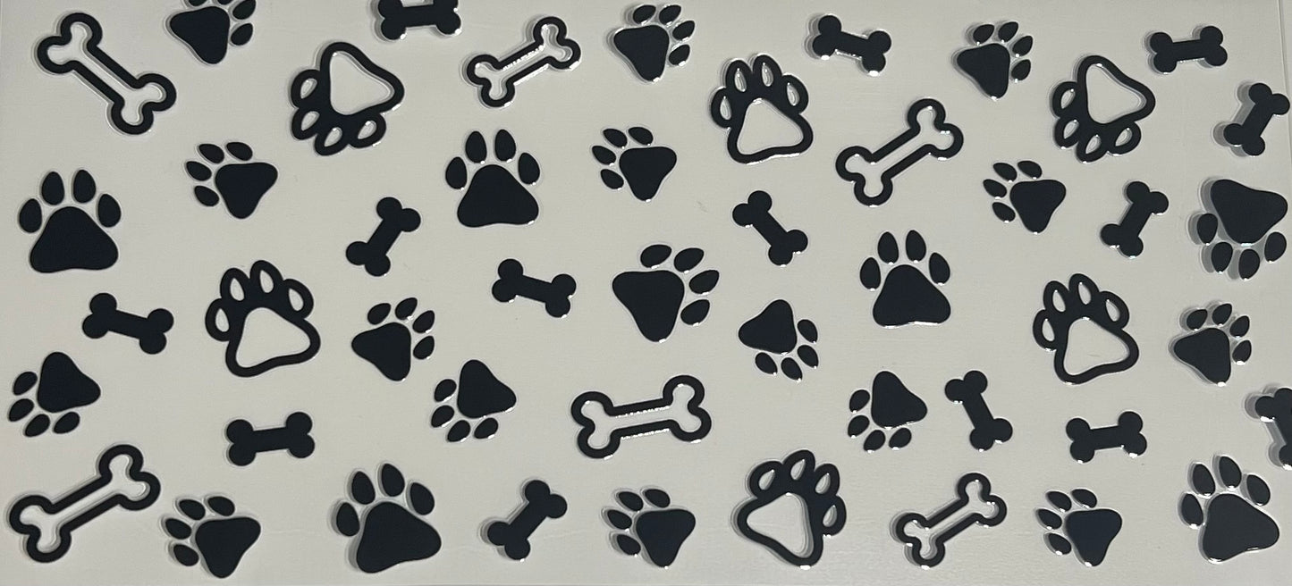 Paw prints and bones black