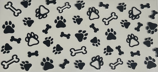 Paw prints and bones black