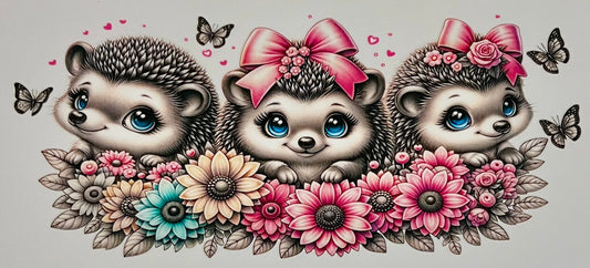 Hedgehogs with flowers