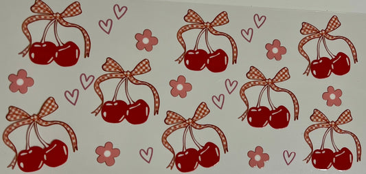 Cherries with plaid bows