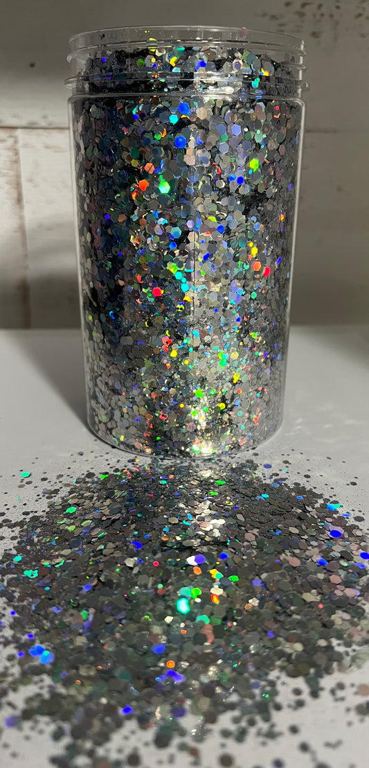 Silver holographic chunky glitter