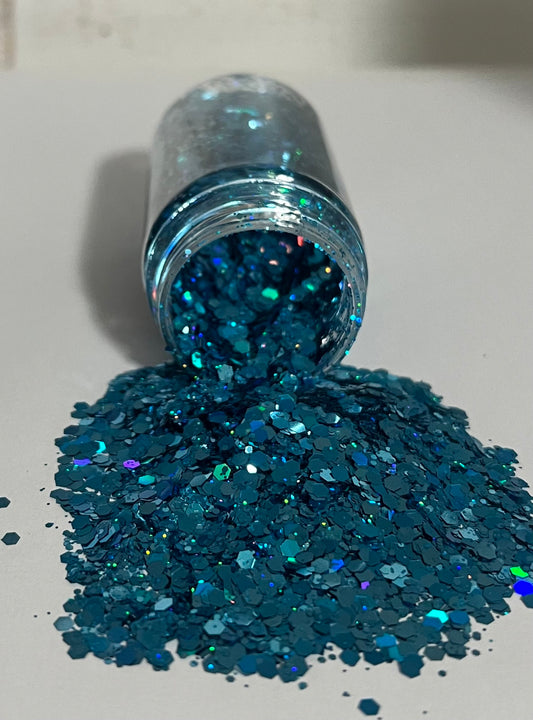 Blue holographic chunky glitter