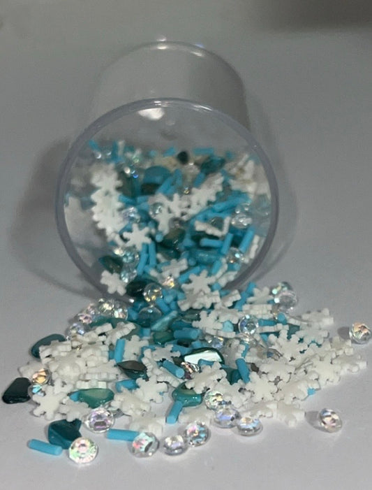 Snowflakes and rhinestones blue and white