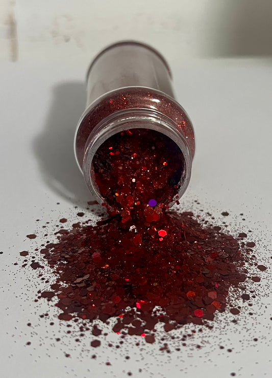 Deep red holographic glitter