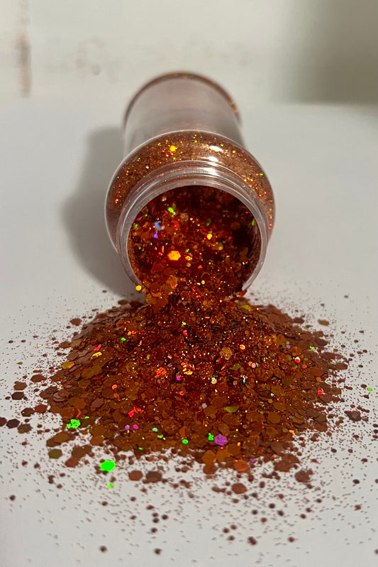 Orange holographic glitter