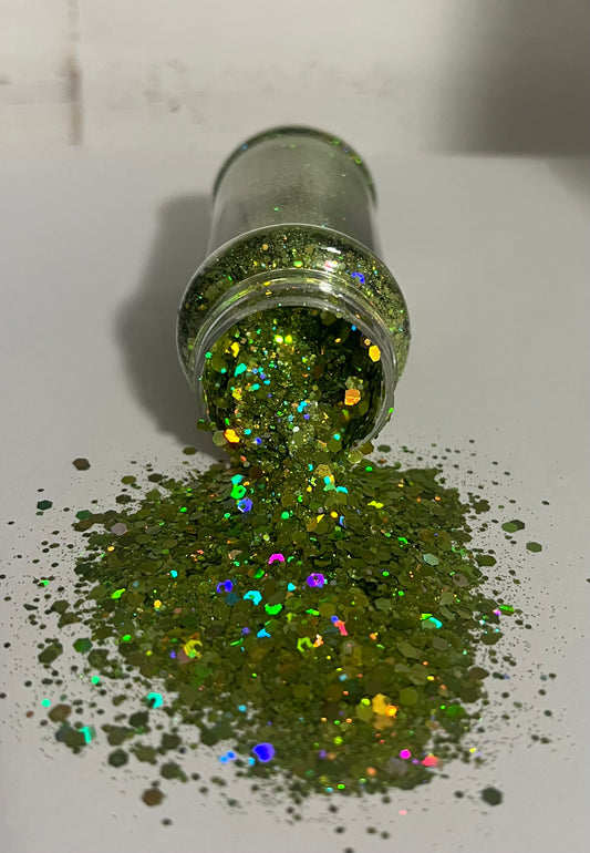 Sage green holographic glitter
