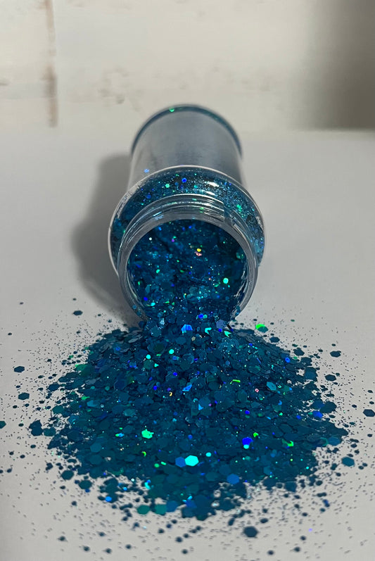 Blue holographic glitter