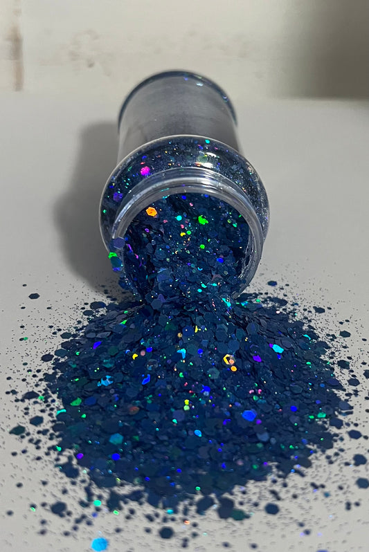 Blue night holographic glitter