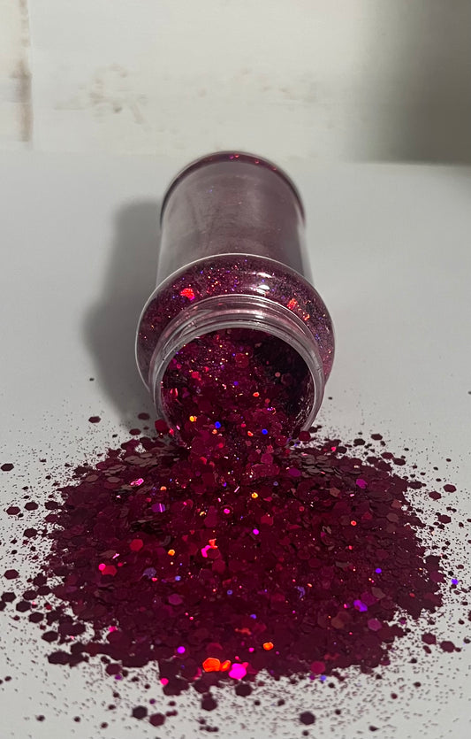 Dark pink holographic glitter