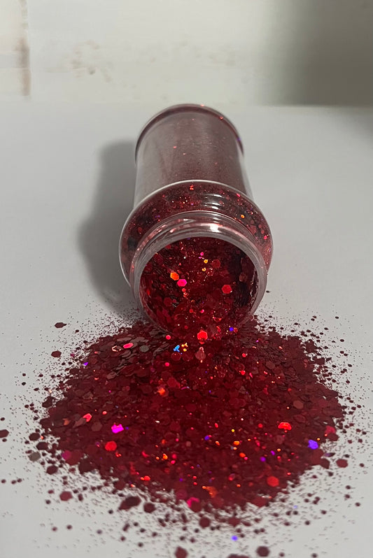 Red pink holographic glitter