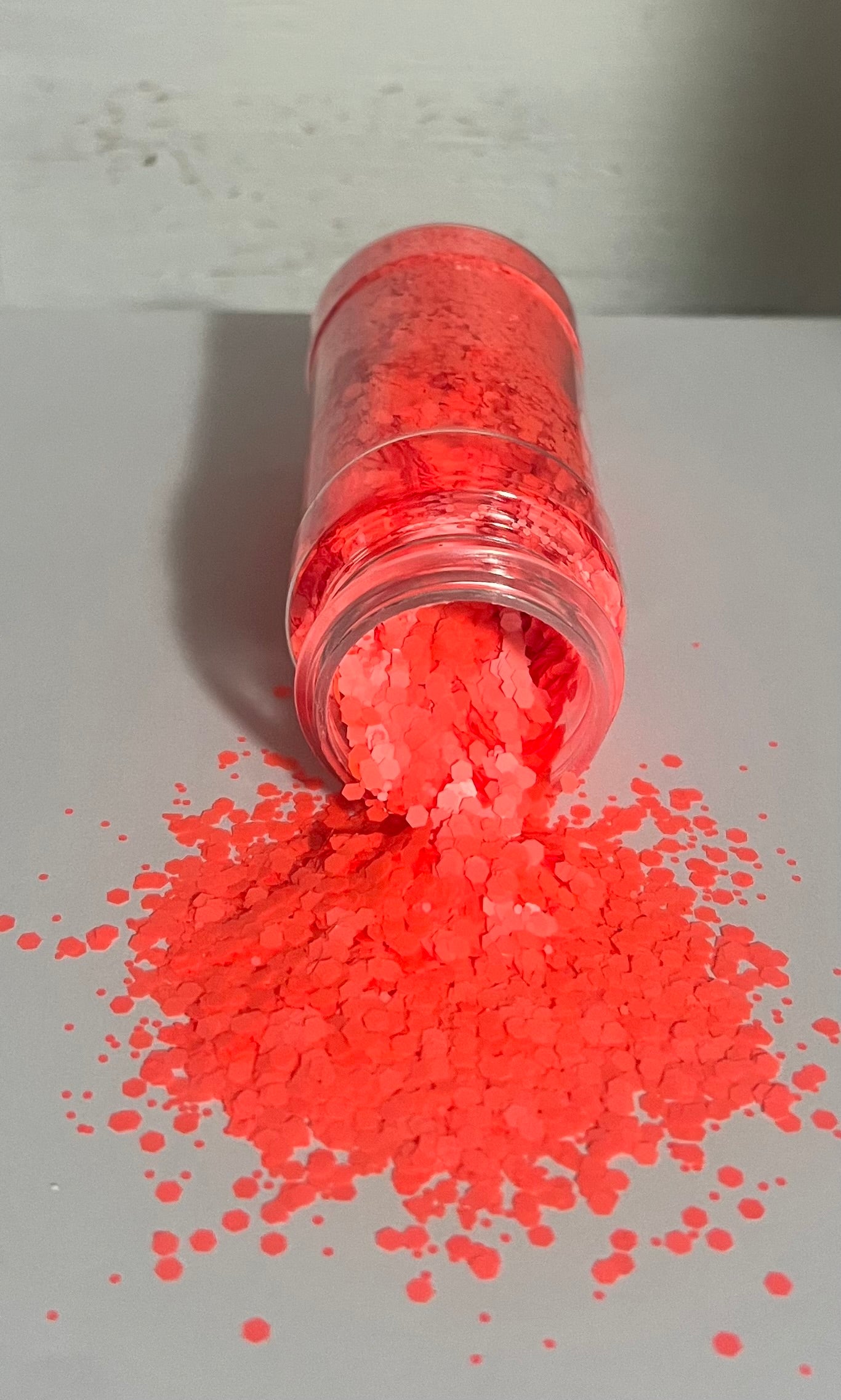 Neon orange pink chunky glitter