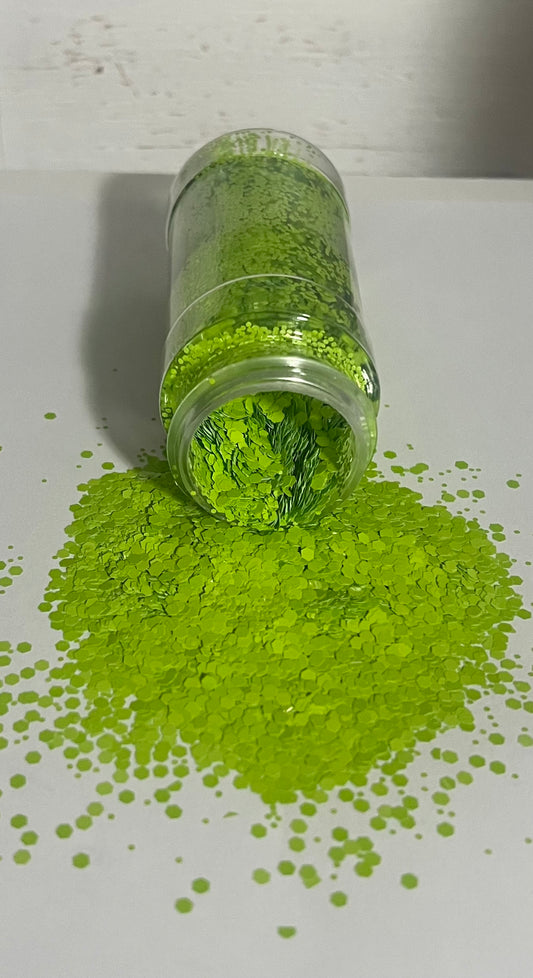 Neon green chunky glitter
