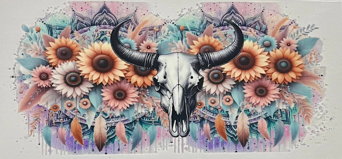 Skull head and flowers